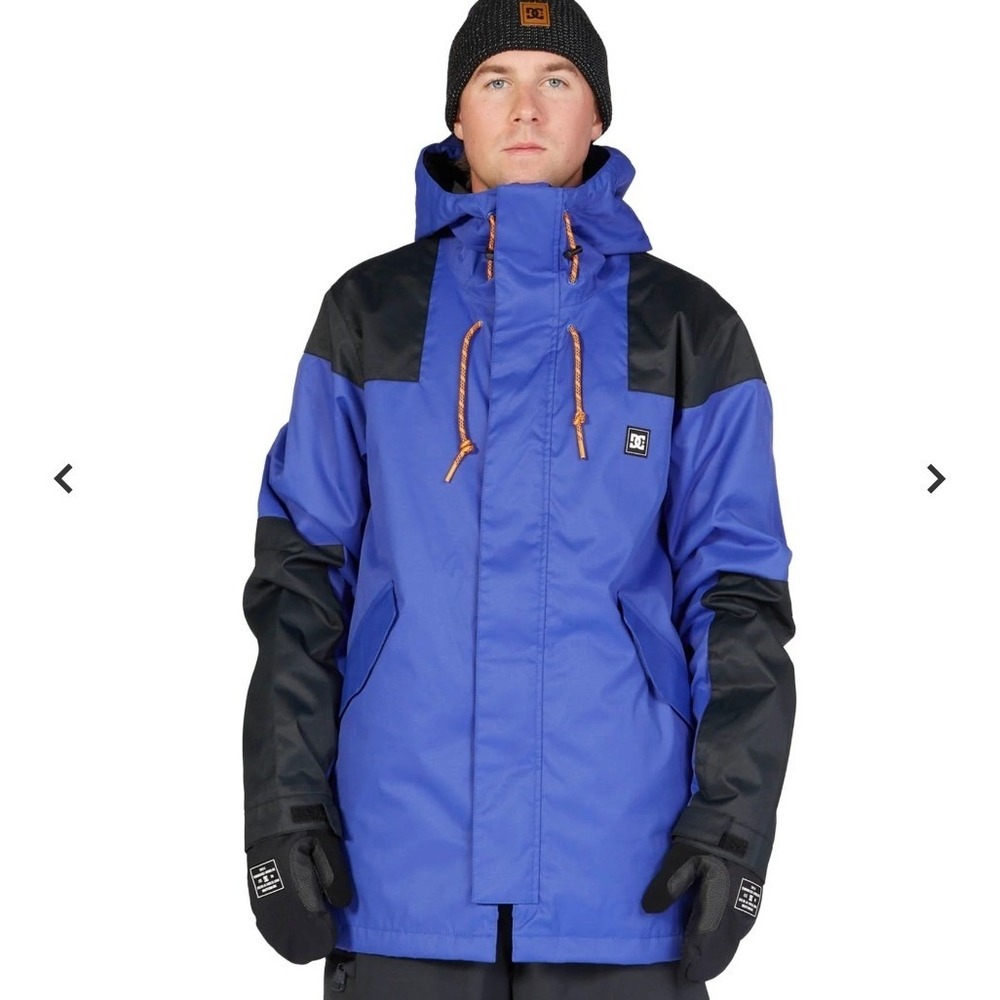 DC Snowboarding Jacket Mens Blue Black Colorblock Hooded Ski Parka Coat